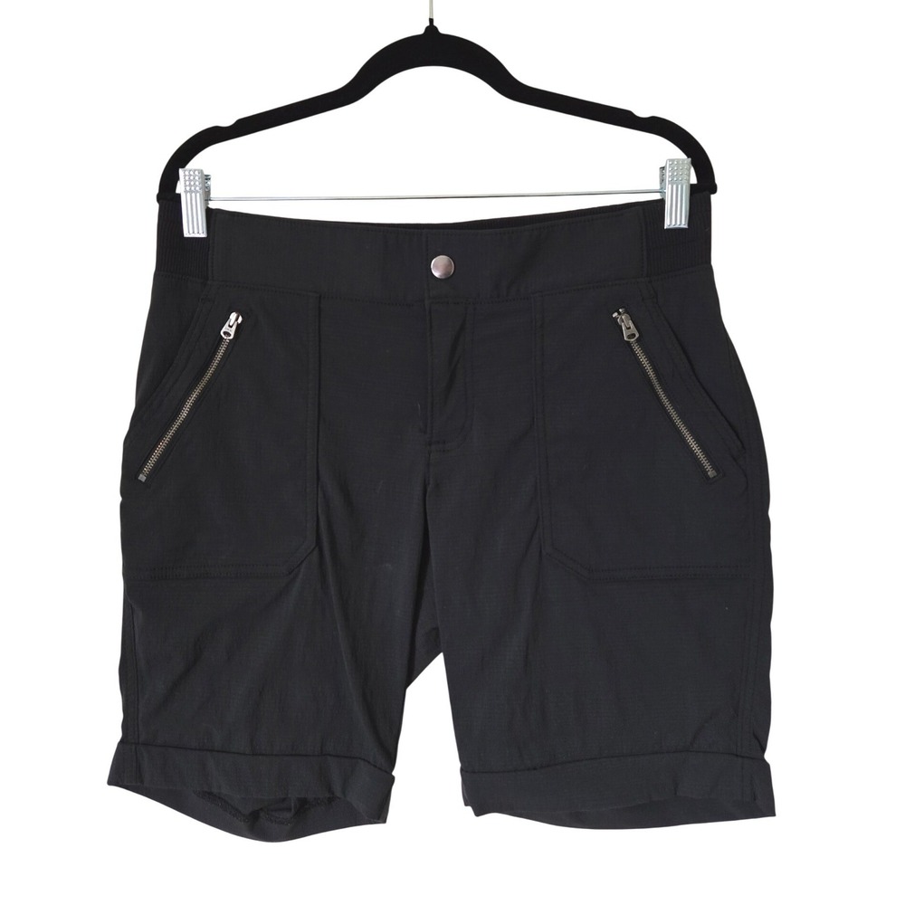 Athleta Trekkie Black Ripstop Hiking Shorts Womens 10 Zip Pocket Utility Outdoor